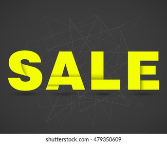 yellow origami sale, dark background