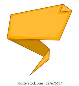Yellow origami speech bubble icon. Cartoon illustration of yellow origami speech bubble vector icon for web