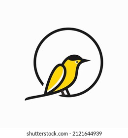 Yellow Oriole Bird Logo Vector