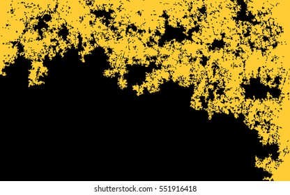 yellow ornament. gold pattern. grunge texture. black background. vector illustration