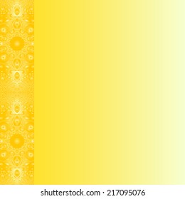 Yellow with ornament  in the left part