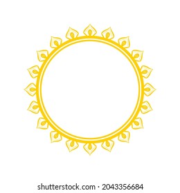 Yellow ornamental circular pattern on white background. Card template design. Vector illustration.
