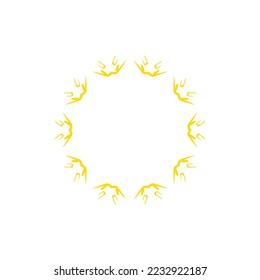 Patrón circular amarillo ornamental sobre fondo blanco. Diseño de plantilla de tarjeta. Marco vectorial decorativo.