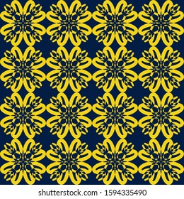 yellow ornamental repeat pattern.Vector.Seamless print.
