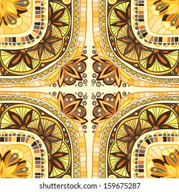 yellow ornamental seamless ethnic pattern
