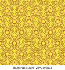 Yellow Ornamental Seamless Line Pattern Illustration 