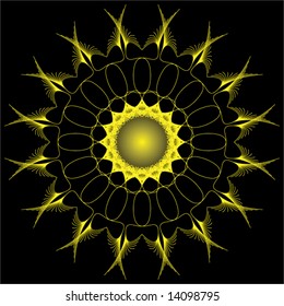yellow ornamental sun background vector