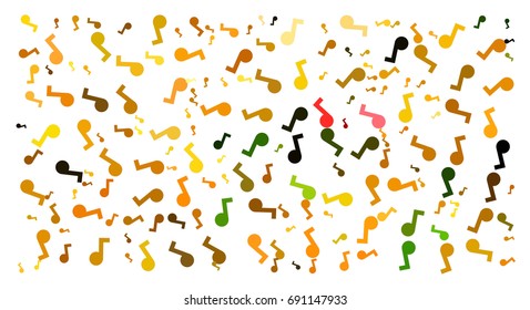 Yellow and other colors- abstract vector illustration background texture made of musical notes