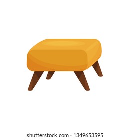 Yellow Ottoman On White Background. Furniture Concept.