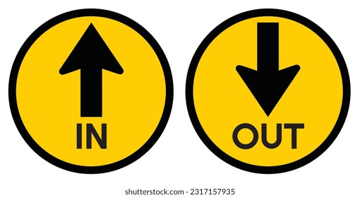 Yellow in out sign isolated on vhite background