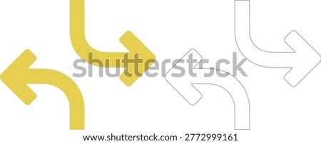 Yellow and outline arrows showing branching paths