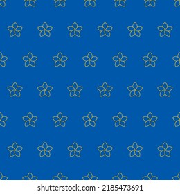 Flores de contorno amarillas sin fisuras con fondo azul.