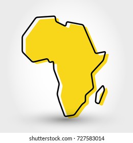 yellow outline map of Africa, stylized concept