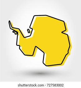 yellow outline map of Antarctica, stylized concept