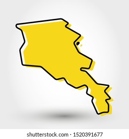 yellow outline map of Armenia