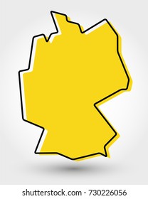 yellow outline map of Germany, stylized concept