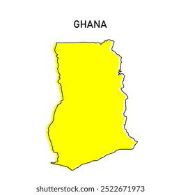 gelbe Umrisskarte von Ghana, Vektorgrafik