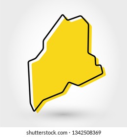 yellow outline map of Maine, stylized concept