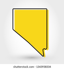 yellow outline map of Nevada, stylized concept