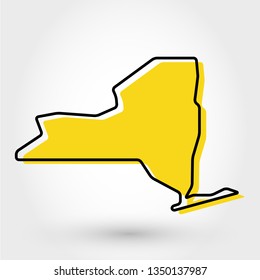 yellow outline map of New York, stylized concept