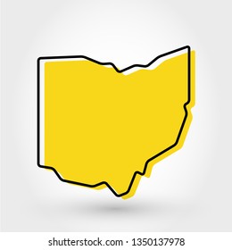 yellow outline map of Ohio, stylized concept
