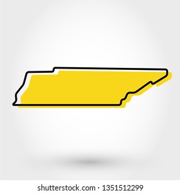 Yellow Outline Map Of Tennessee, Stylized Concept