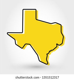 yellow outline map of Texas, stylized concept