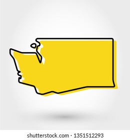 yellow outline map of Washington stylized concept