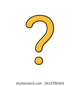 Yellow outline question mark illustration symbol. Isolated vector design.