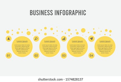 yellow outline timeline with four options, concept of timeline