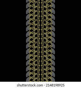 Yellow outline tire track silhouette with grey shadow isolated on black background. Abstract custom made car wheel path after speed down brake