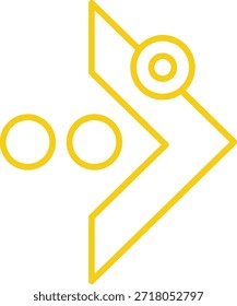 Ponto ponto ponto triplo da seta do contorno amarelo