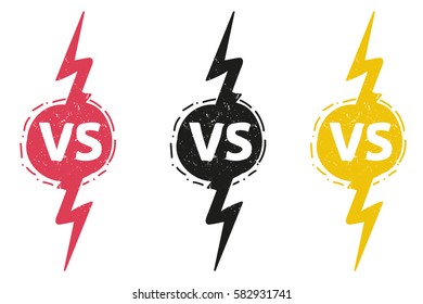 yellow outline versus sign like opposition. concept of confrontation, together, standoff, final fighting. isolated on white background.   VS