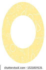 Yellow oval frame with manicure accessories pattern