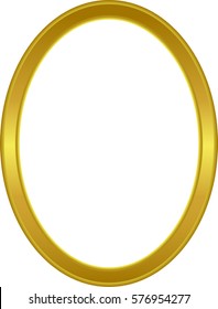 Yellow oval frame, metal gold, on a white background