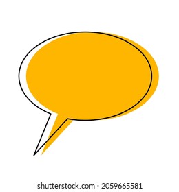 Yellow oval speech bubble with abstract black outline for banner or warning on white background. vector illustration.