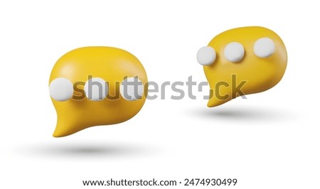 Yellow oval speech bubble with three dots. Communication, comment, notification ellipsis sign