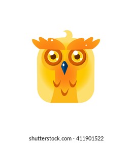 Icono De La Cuadrada De La Lechuza Amarilla Icono De La Caricatura Brillante Icono De La Dibujo De Un Vector Plano Aislado En Fondo Blanco