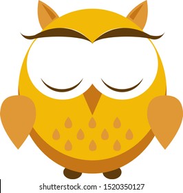 Yellow owl, illustration, vector on white background.
