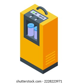 Yellow oxygen concentrator icon isometric vector. Tank equipment. Medical health