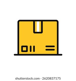 Yellow package sits flat shipping icon display