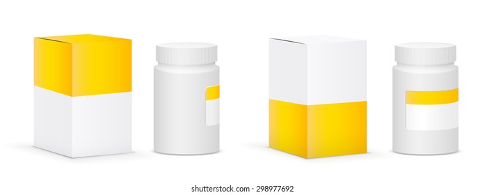 Yellow packaging for pills. Vector illustration