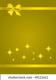 Yellow packet with a gold ribbon. Vector illustration