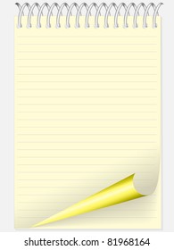 yellow pad in line with a twisted page