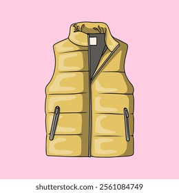 Yellow padded vest for winter