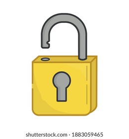 YELLOW PADLOCK ICON BEING OPEN
