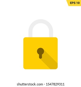 yellow padlock icon in flat style with shadow