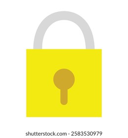 Yellow Padlock Icon Illustration Vector