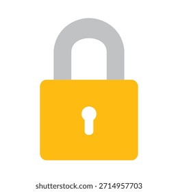 Ícone de cadeado amarelo simbolizando o design plano de segurança e proteção	