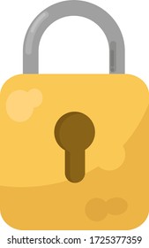 Yellow padlock, illustration, vector on white background